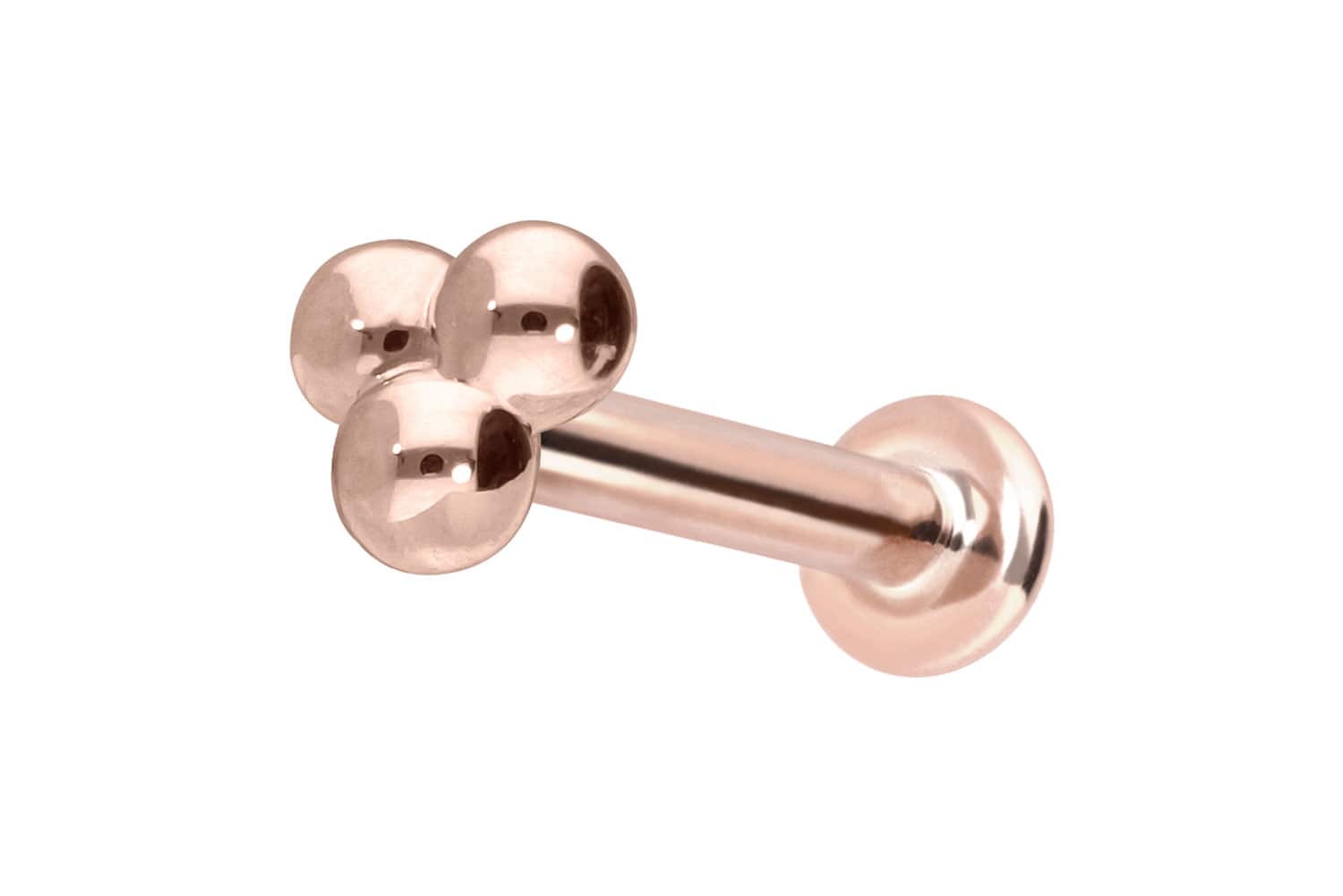 14 Karat Gold Labret Piercing mit Push Fit 3 KUGELN